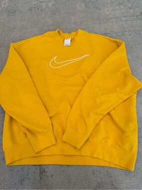 Nike Yellow Crewneck Sweatshirt with White Swoosh